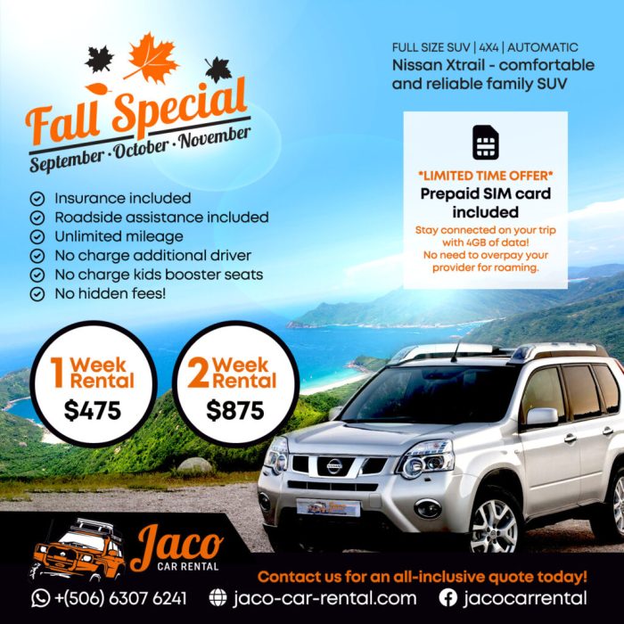 4×4 SUV Rentals – Jaco Car Rental
